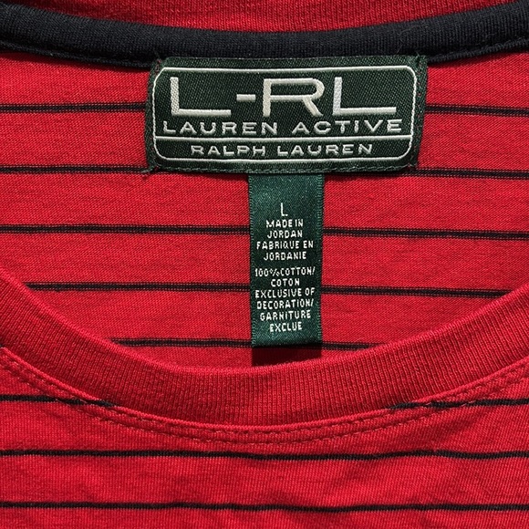Ralph Lauren Active Red with Black Stripes Tee - Picture 2 of 4